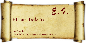 Elter Iván névjegykártya